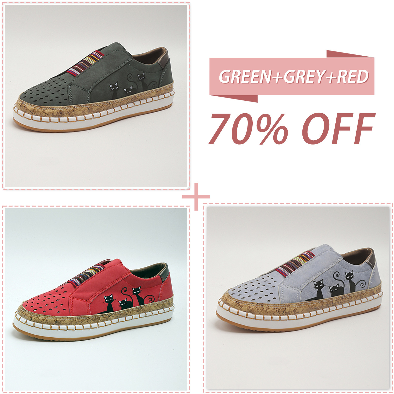 🔥LAST DAY 70% OFF - Women Comfortable Hollow Lightweight Low Top Slip On