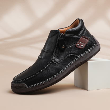 Men’s Slip-On Orthopedic Leather Boots – Handmade with Premium Leather, Wide Toe, Arch Support, Memory Foam Insole, Non-Slip Sole for Casual, Travel & Outdoor