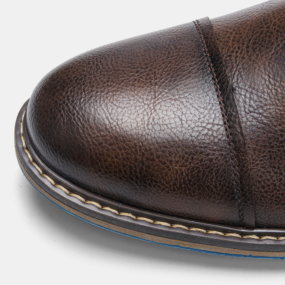 MEN'S ROUND-TOE LACE-UP LEATHER SHOES.