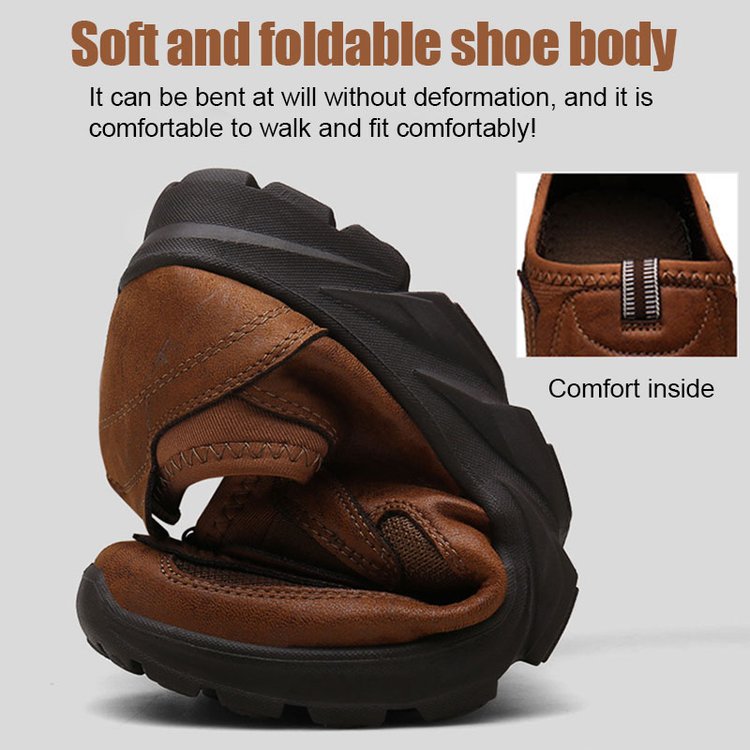 Men Handmade Side Breathable Casual Comfortable Leather Shoes