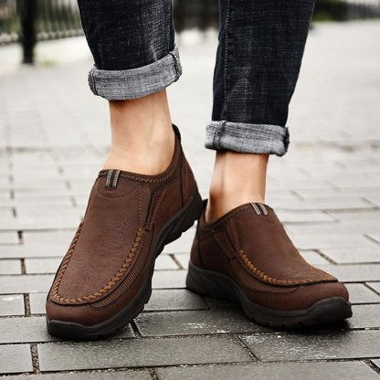 Men Handmade Side Breathable Casual Comfortable Leather Shoes