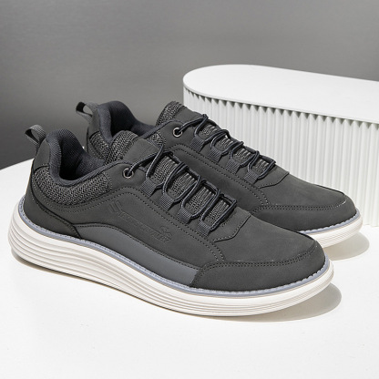 MEN'S COMFORTABLE GENUINE LEATHER SNEAKERS WITH ARCH SUPPORT AND SHOCK ABSORPTION