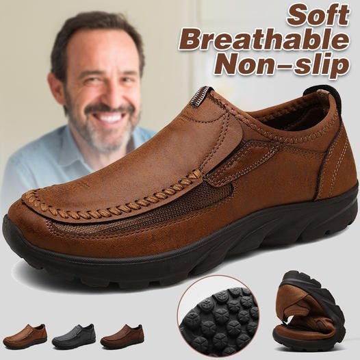 Men Handmade Side Breathable Casual Comfortable Leather Shoes