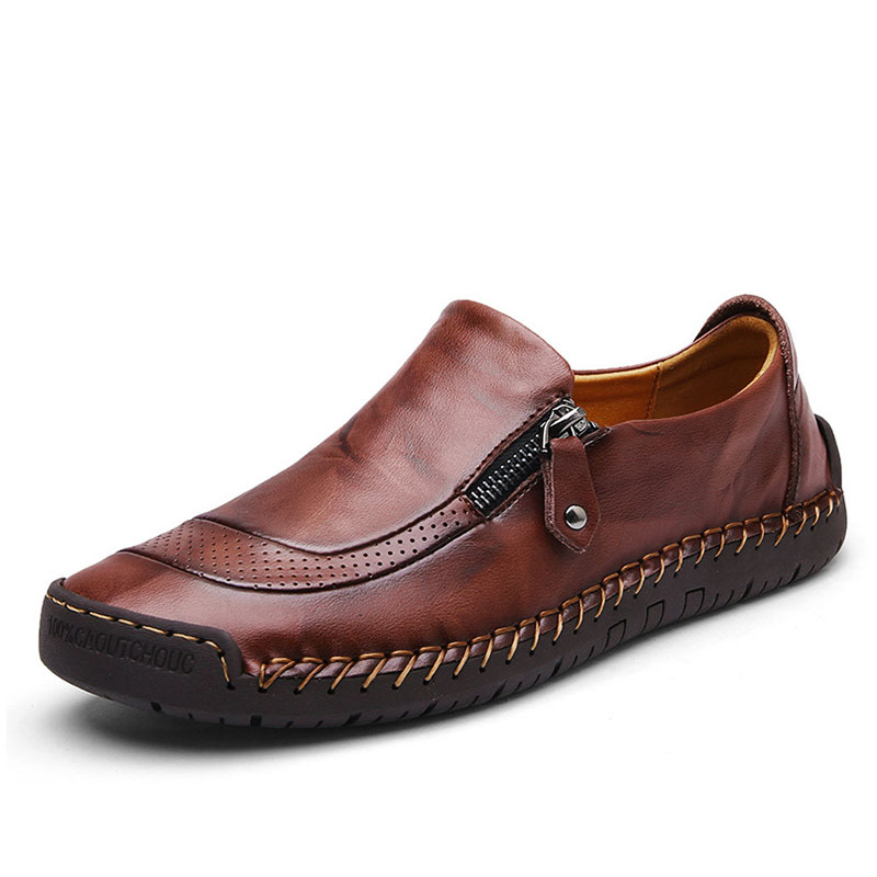 🔥Hot Sale🎁--60% OFF 🎉Mens Handmade Side Zipper Casual Comfy Leather Slip On Loafers