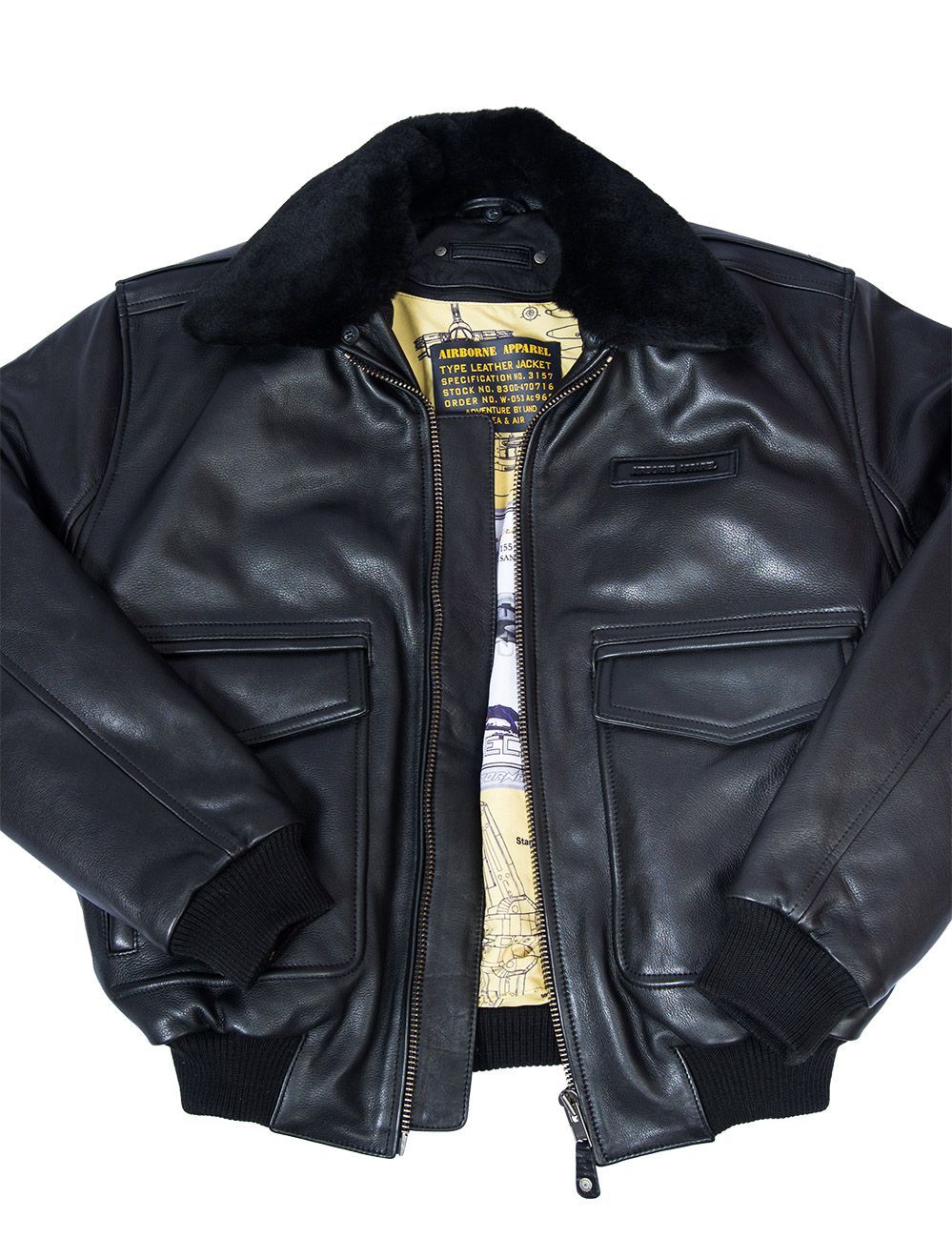 (NEW ARRIVALS) A-2 FLIGHT LEATHER JACKET WITH LINER BLACK