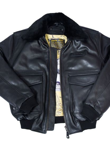(NEW ARRIVALS) A-2 FLIGHT LEATHER JACKET WITH LINER BLACK