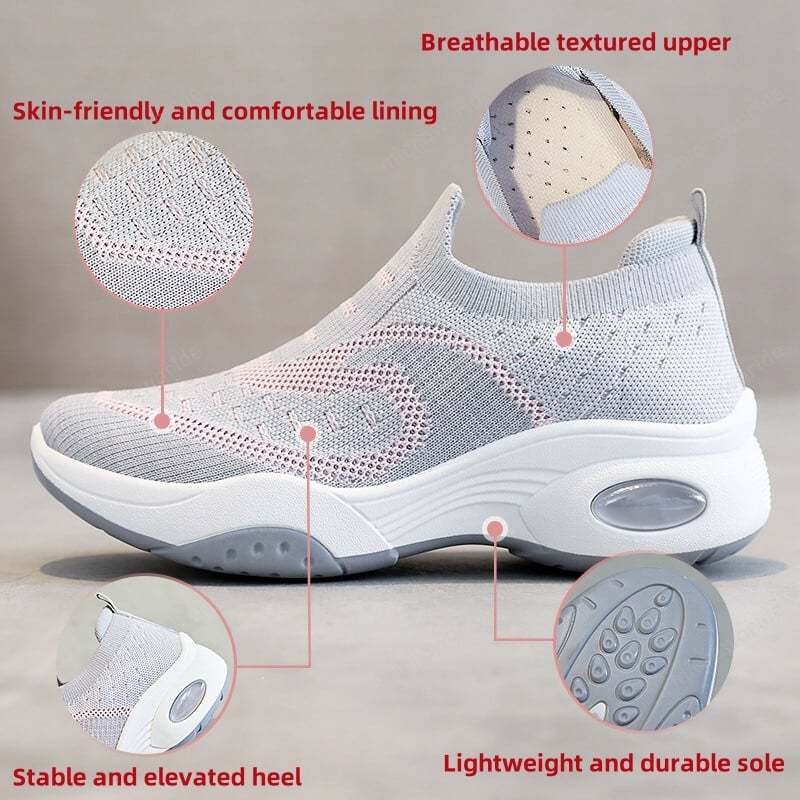 Autumn new style Women's Woven Breathable Casual Wedge Sneakers