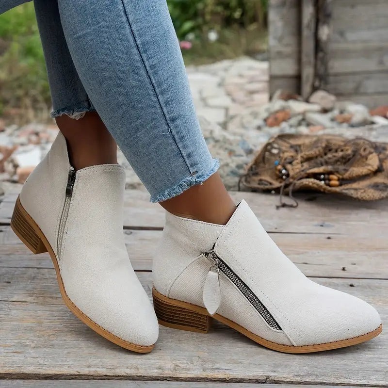 🔥Last Day 69% OFF🔥Women’s Comfort Walking Ankle Boots – Low Heel, Zipper Closure, Orthopedic Arch Support