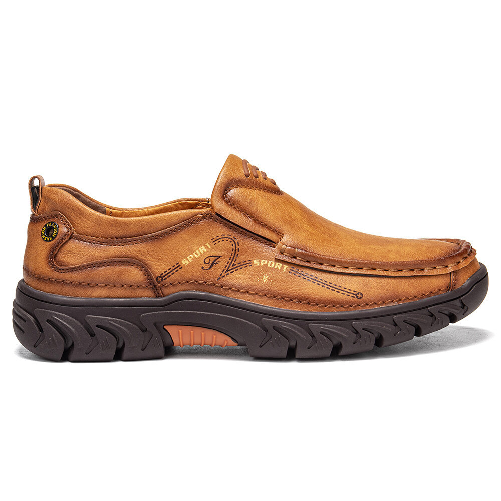 Mens Comfort Slip on Leather Casual Outdoor Walking Shoes