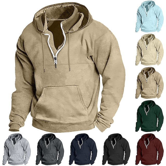Men's Hoodie Quarter Zip Hoodie Tactical Streetwear Cool Casual Spring &  Fall Clothing