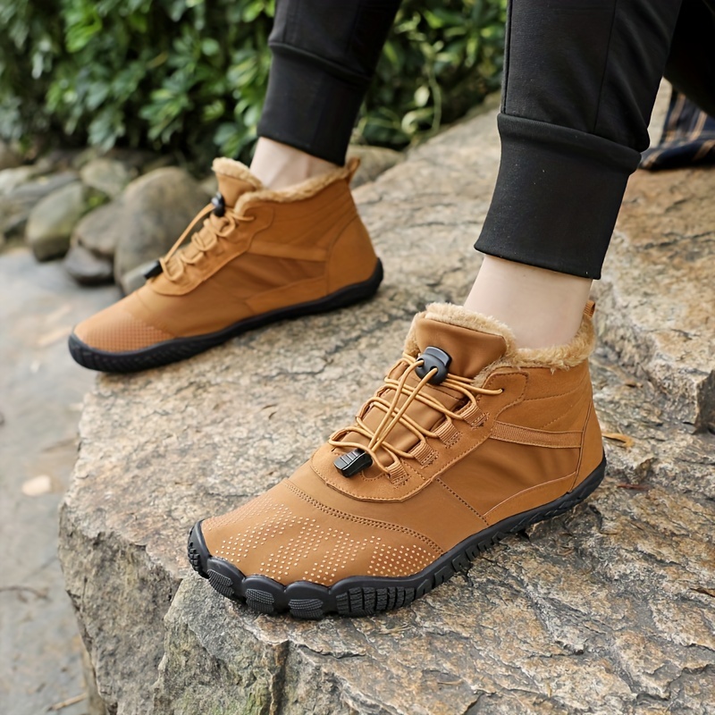 Men's Comfort Winter Warm Fleece Lined Warm Shoes High-Top Lock Buckle Cotton Snow Boots Outdoor Waterproof And Snowproof Non-slip Ankle Boots