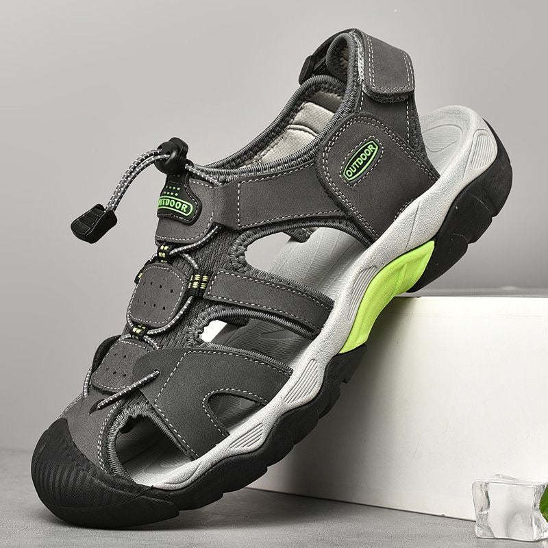 Sinarey  Men's Sandals Arch Support Casual Genuine Leather Summer Outdoor Beach Fisherman Sandals