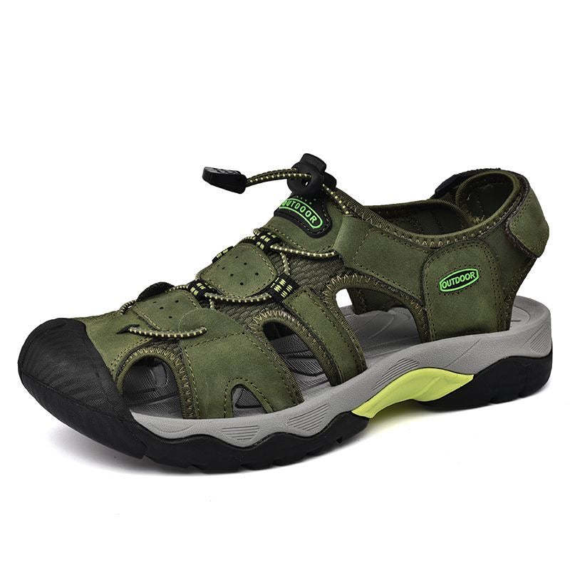 Sinarey  Men's Sandals Arch Support Casual Genuine Leather Summer Outdoor Beach Fisherman Sandals