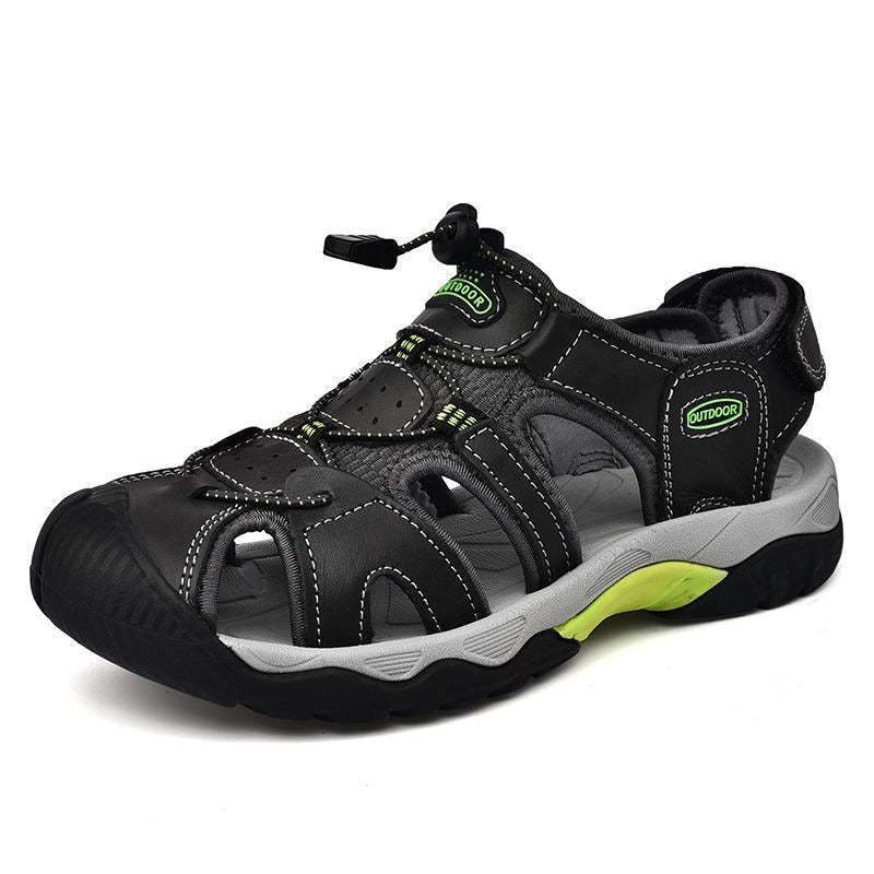 Sinarey  Men's Sandals Arch Support Casual Genuine Leather Summer Outdoor Beach Fisherman Sandals