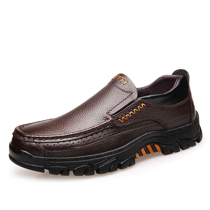 Men’s Cow Leather Waterproof Comfy Non Slip Soft Slip On Casual Shoes