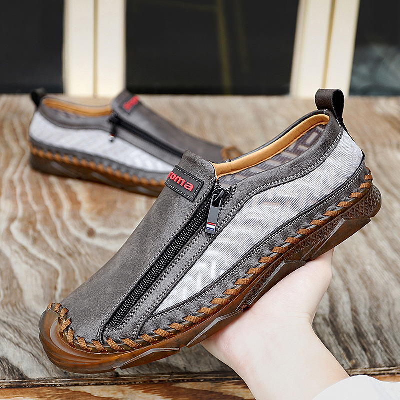 Mens Casual Side Zipper Comfy Walking Loafers