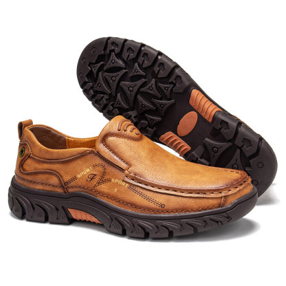 Mens Comfort Slip on Leather Casual Outdoor Walking Shoes