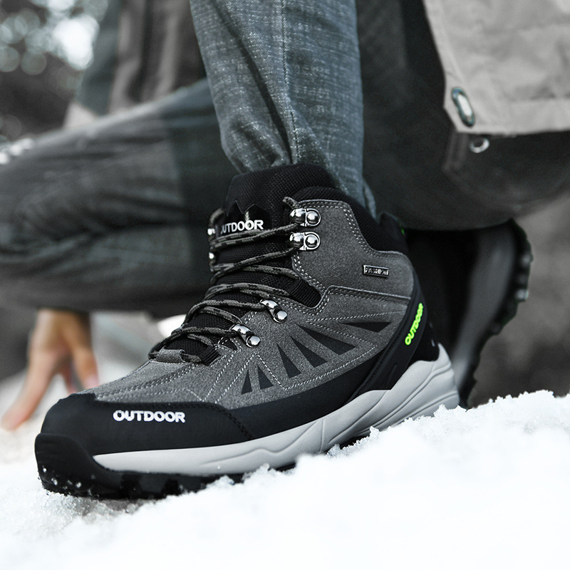 MEN'S HIGH TOP PLUSH COMFORTABLE CASUAL HIKING SHOES