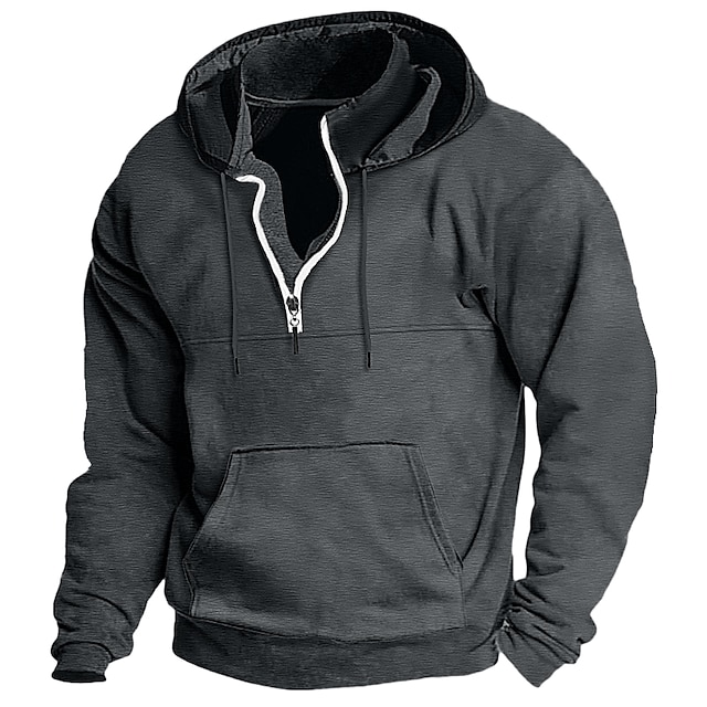 Men's Hoodie Quarter Zip Hoodie Tactical Streetwear Cool Casual Spring &  Fall Clothing