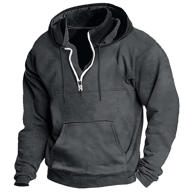 Men's Hoodie Quarter Zip Hoodie Tactical Streetwear Cool Casual Spring &  Fall Clothing