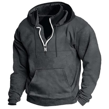 Men's Hoodie Quarter Zip Hoodie Tactical Streetwear Cool Casual Spring &  Fall Clothing