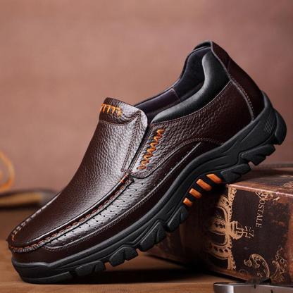 Men’s Cow Leather Waterproof Comfy Non Slip Soft Slip On Casual Shoes