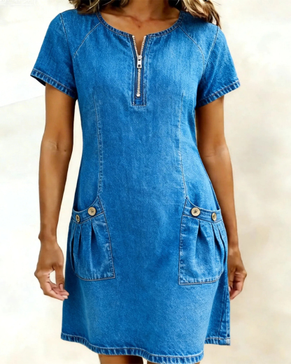 COTTON LINEN ZIPPER DRESS: Your Casual Essential