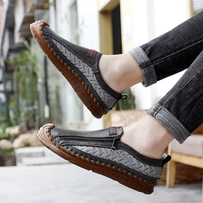 Mens Casual Side Zipper Comfy Walking Loafers