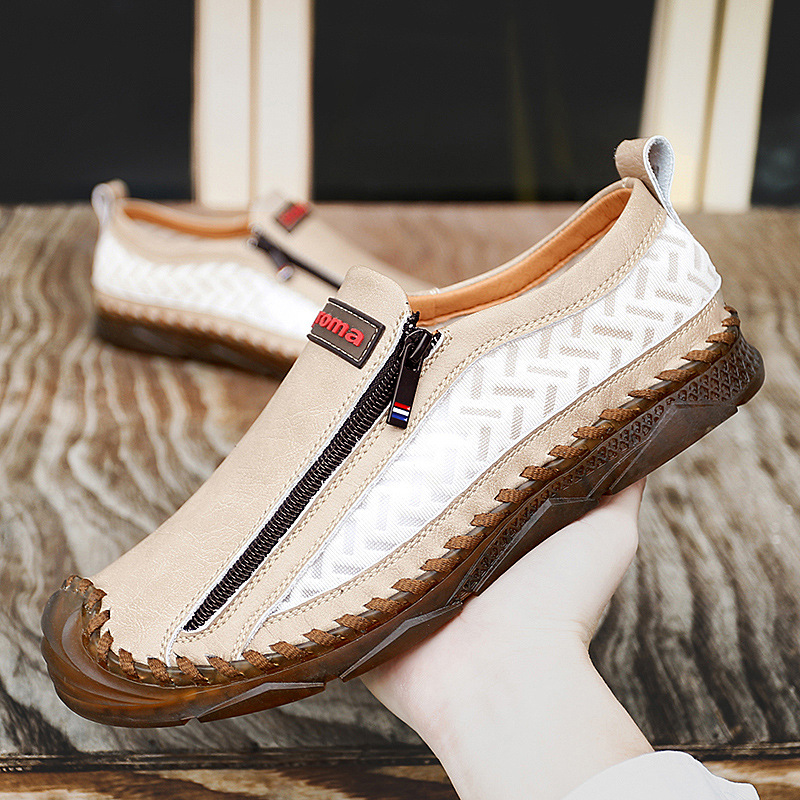 Mens Casual Side Zipper Comfy Walking Loafers