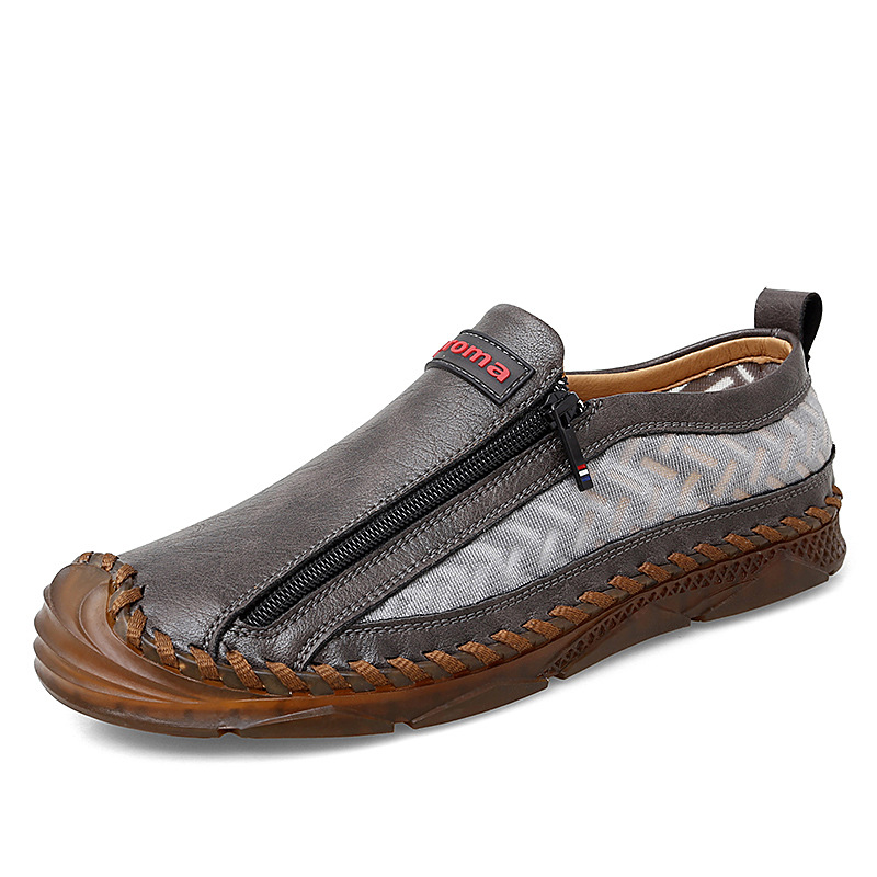 Mens Casual Side Zipper Comfy Walking Loafers