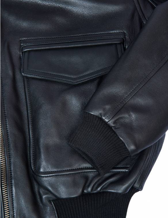 (NEW ARRIVALS) A-2 FLIGHT LEATHER JACKET WITH LINER BLACK