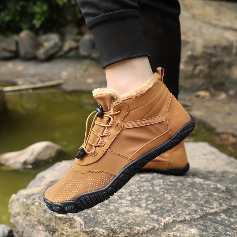 Men's Comfort Winter Warm Fleece Lined Warm Shoes High-Top Lock Buckle Cotton Snow Boots Outdoor Waterproof And Snowproof Non-slip Ankle Boots