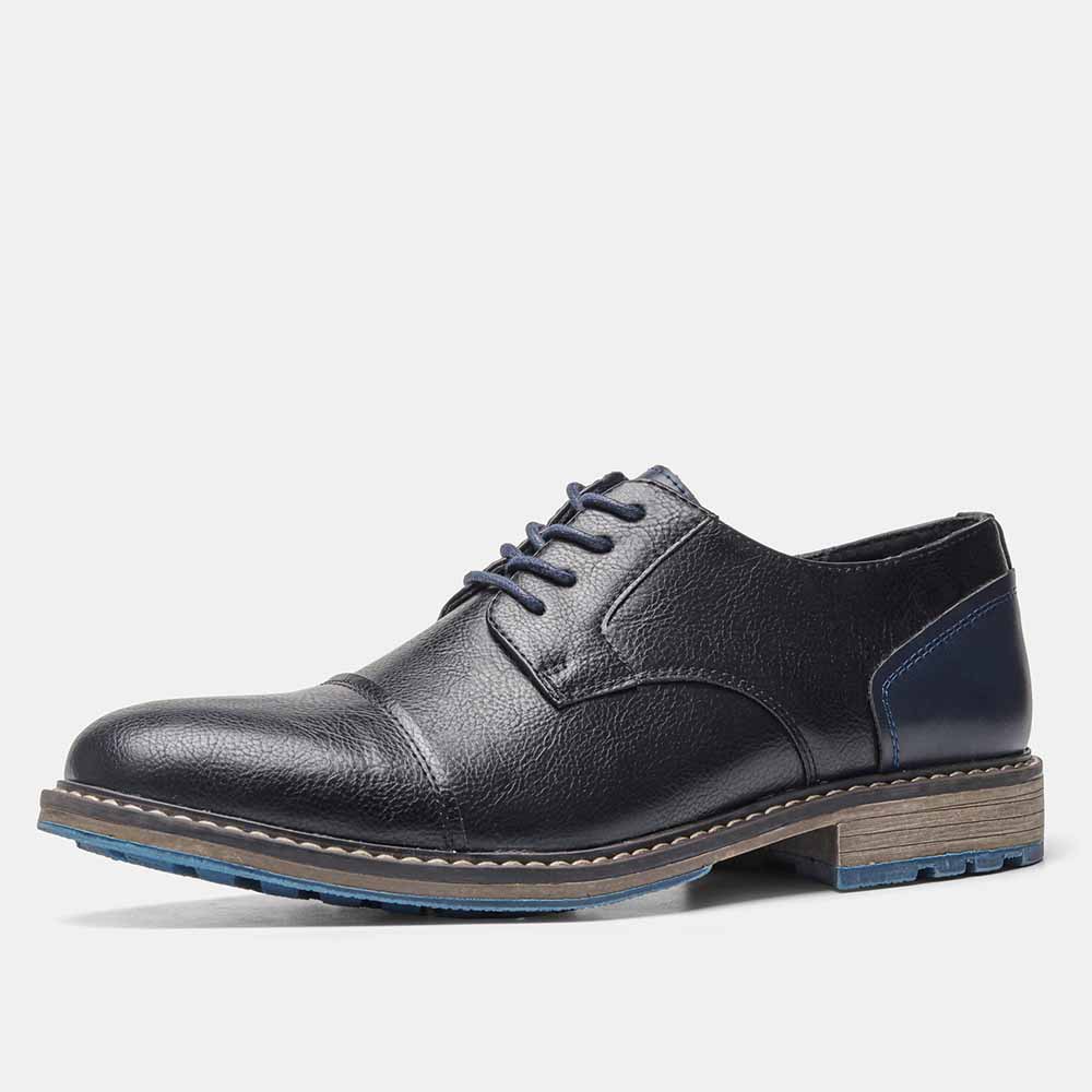 MEN'S ROUND-TOE LACE-UP LEATHER SHOES.
