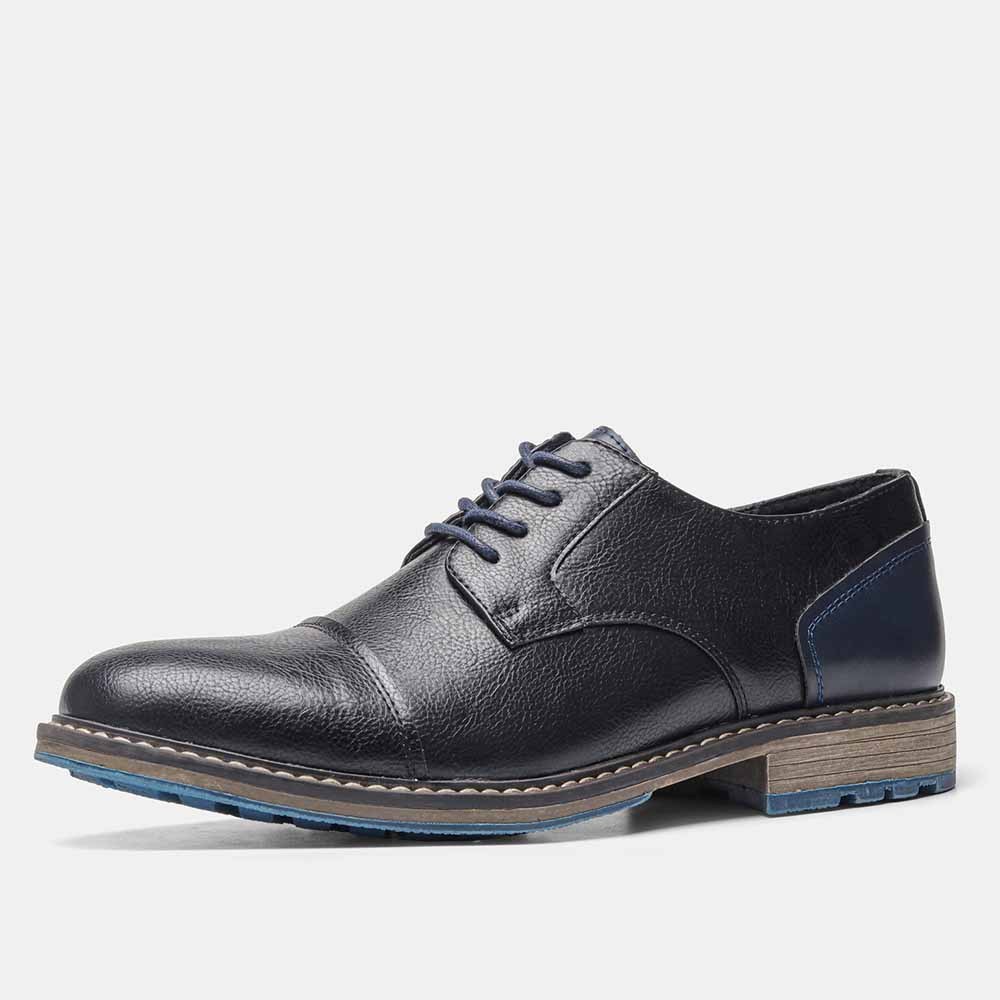 MEN'S ROUND-TOE LACE-UP LEATHER SHOES.