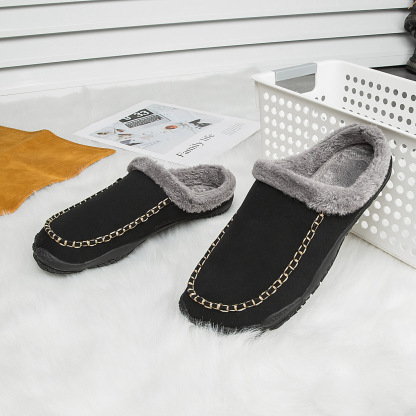 Men's Comfort Winter Warm Fleece Lined Casual Slippers Waterproof Indoor Outdoor Non-slip House Shoes