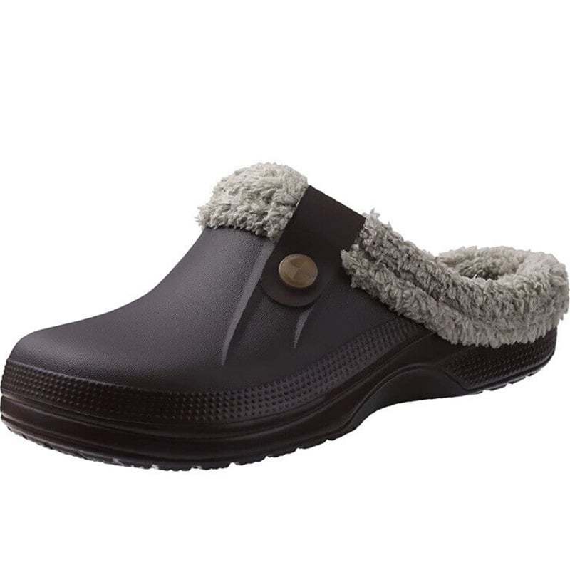 Men's Comfort Winter Warm Fleece Lined Mules Slippers Waterproof Indoor Outdoor Non-slip House Shoes
