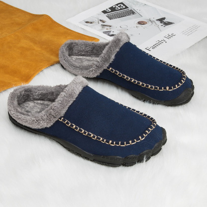 Men's Comfort Winter Warm Fleece Lined Casual Slippers Waterproof Indoor Outdoor Non-slip House Shoes