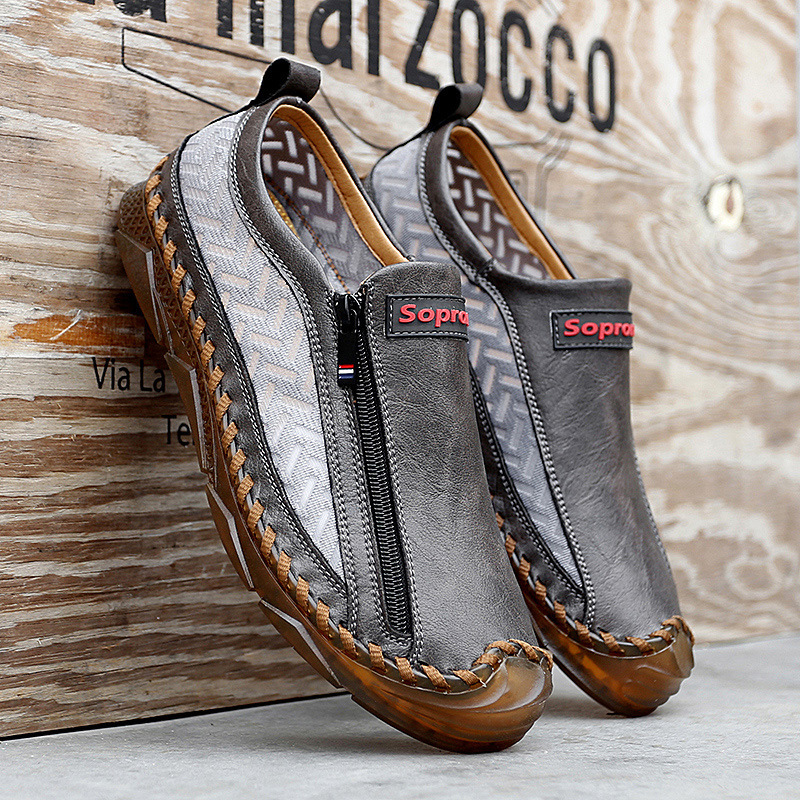 Mens Casual Side Zipper Comfy Walking Loafers