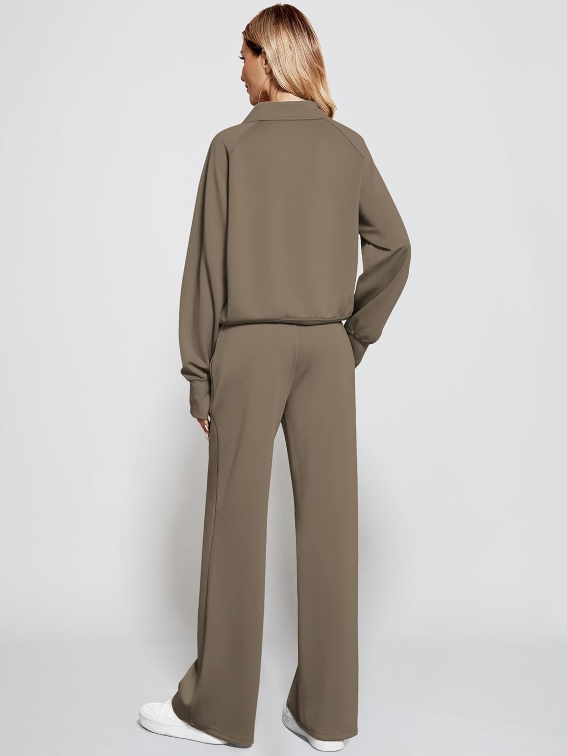 2025 Oversized Half Zip Sweatshirt Wide Leg Sweatpant Set Sweatsuit Tracksuit