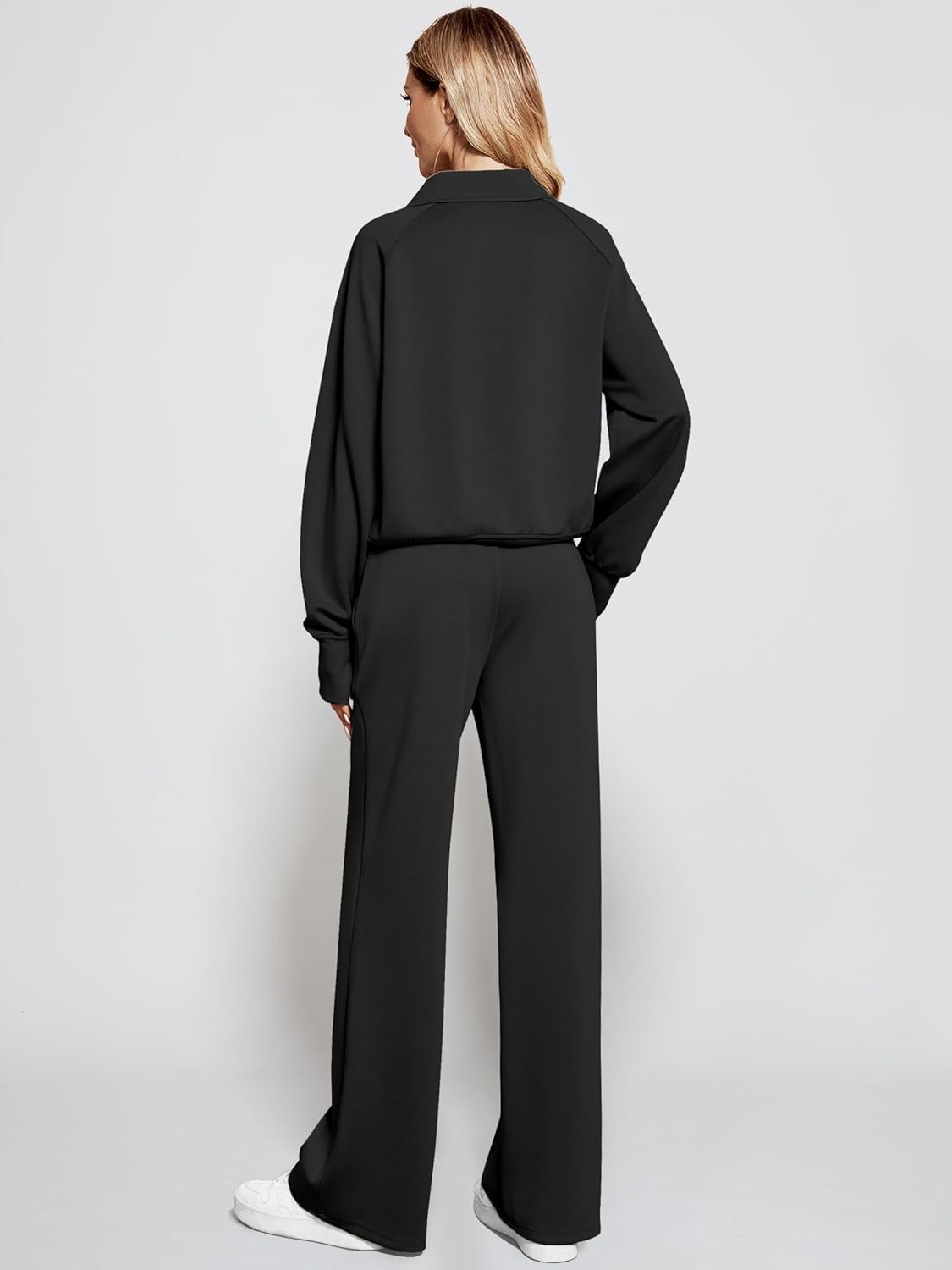 2025 Oversized Half Zip Sweatshirt Wide Leg Sweatpant Set Sweatsuit Tracksuit