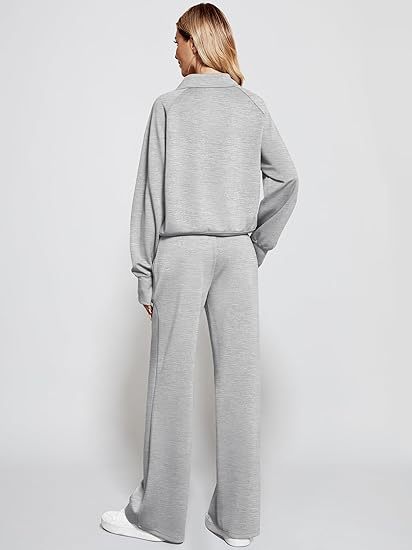 2025 Oversized Half Zip Sweatshirt Wide Leg Sweatpant Set Sweatsuit Tracksuit