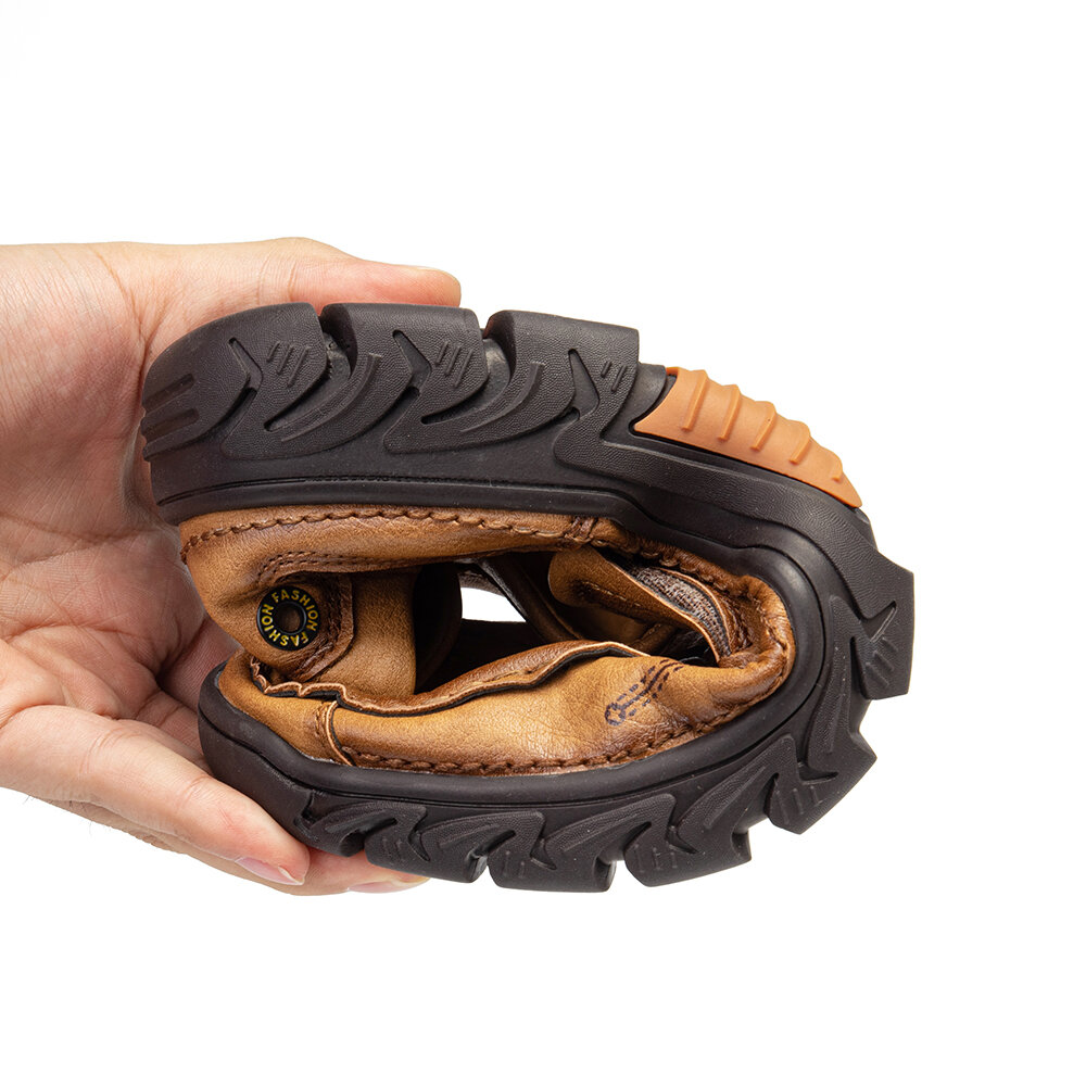 Mens Comfort Slip on Leather Casual Outdoor Walking Shoes