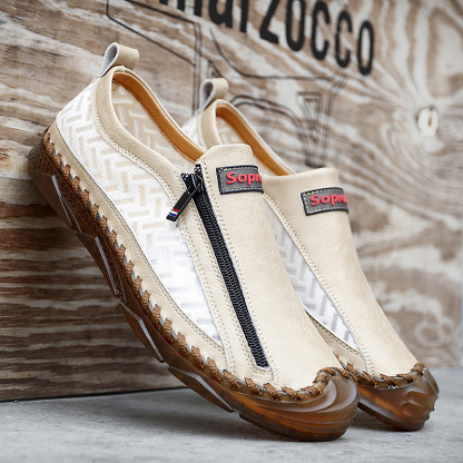 Mens Casual Side Zipper Comfy Walking Loafers