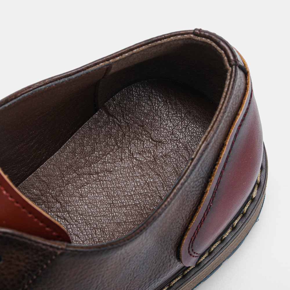 MEN'S ROUND-TOE LACE-UP LEATHER SHOES.