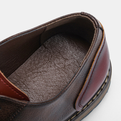 MEN'S ROUND-TOE LACE-UP LEATHER SHOES.