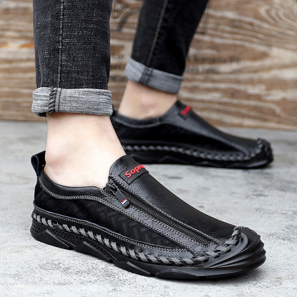 Mens Casual Side Zipper Comfy Walking Loafers