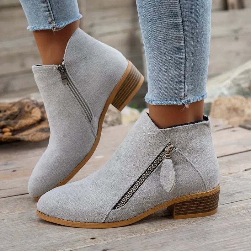 🔥Last Day 69% OFF🔥Women’s Comfort Walking Ankle Boots – Low Heel, Zipper Closure, Orthopedic Arch Support