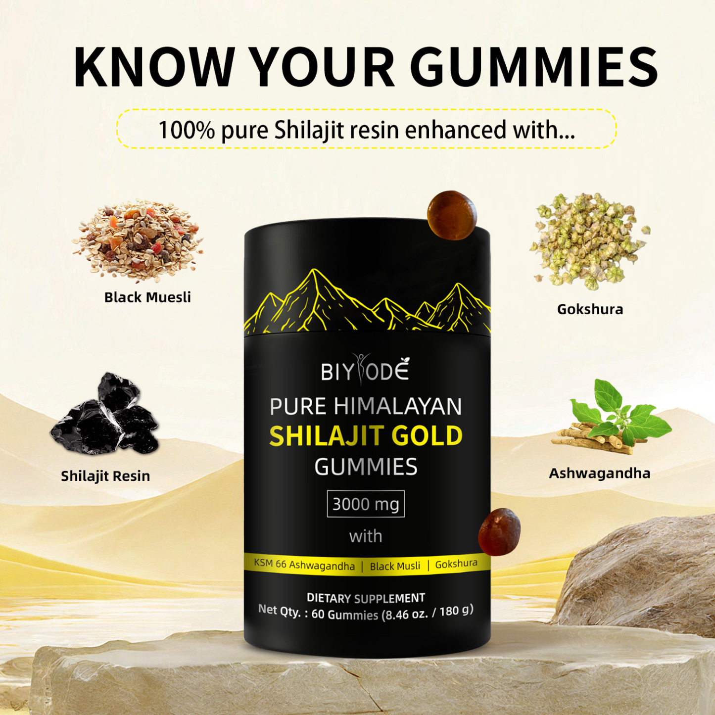 (🔥Last day for Free Shipping) Pure Himalayan Shilajit Gummies | With Ashwagandha,Gokshura | Doctor Recommended