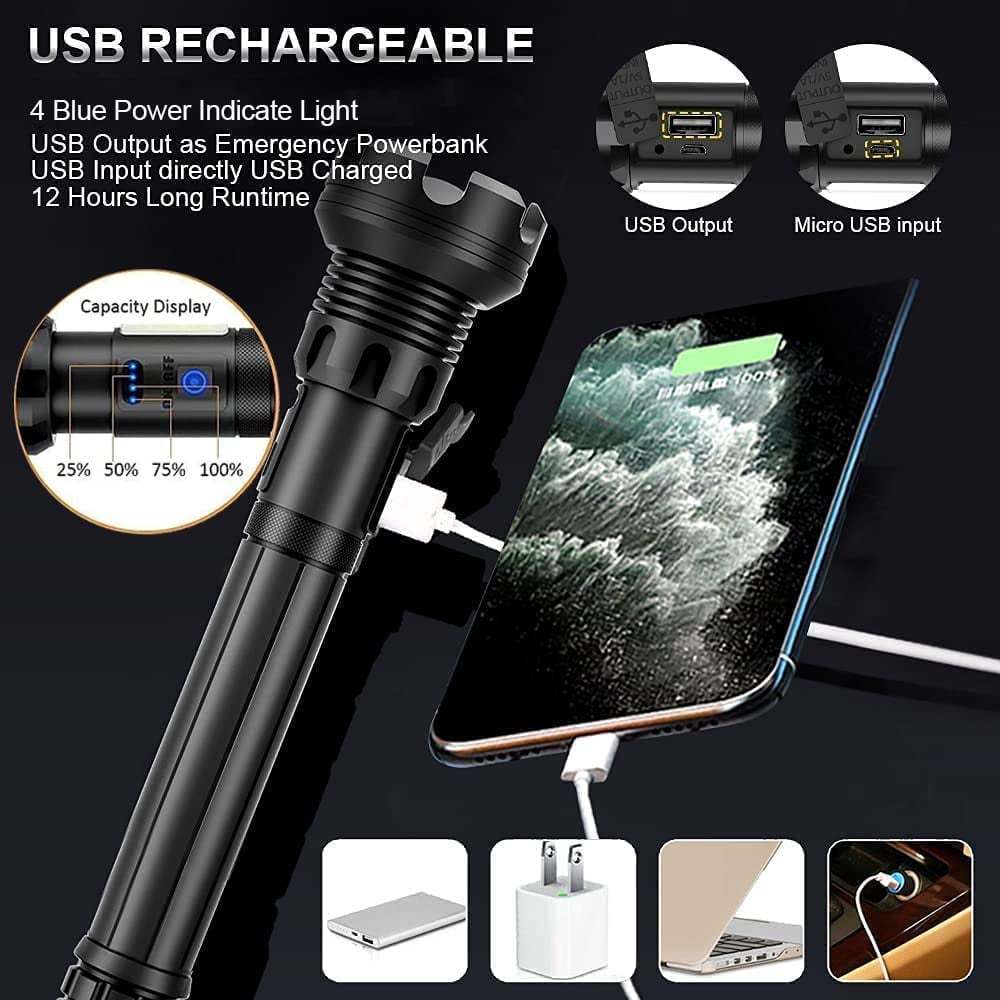 🔥LAST DAY SALE 70% OFF🔥 - LED Rechargeable Tactical Laser Flashlight 90000 High Lumens