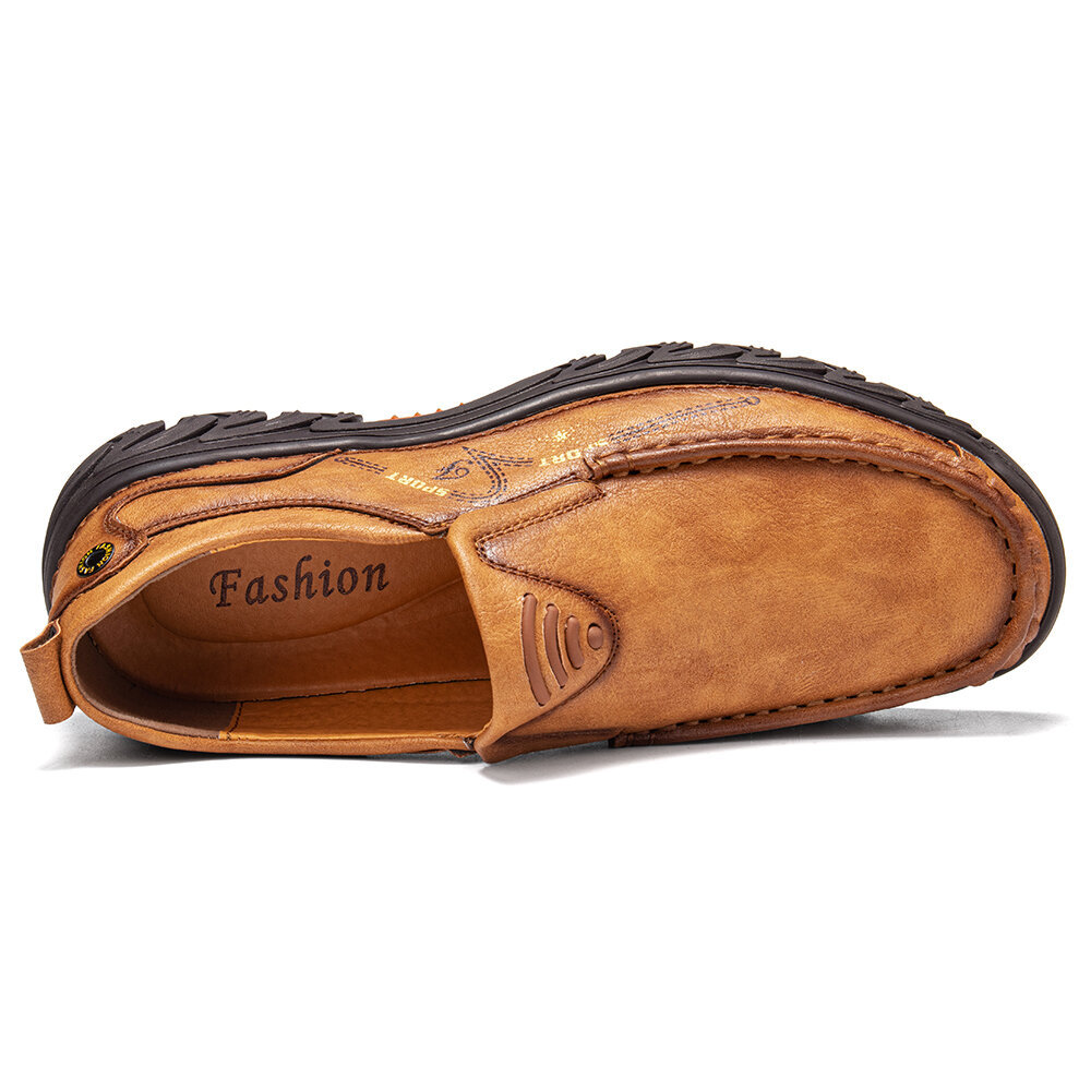 Mens Comfort Slip on Leather Casual Outdoor Walking Shoes